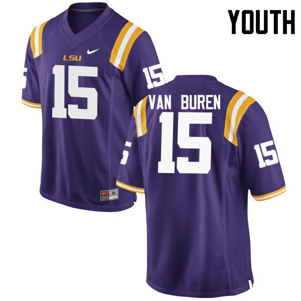 Youth LSU Tigers #15 Steve Van Buren College Football Jerseys Game-Purple - Click Image to Close